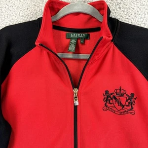 LRL Ralph Lauren Jacke Damen XL rot Preppy Crest Logo leichte Taschen LS - Bild 1 von 10