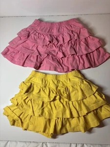 Hanna Andersson Girls Ruffle Skorts Size 5, Lot Of 2, Yellow & Pink, 100% Cotton - Picture 1 of 3