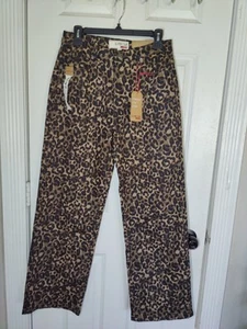Love Cult Juniors Brown Leopard Print Straight Leg High Rise Jeans 9 NWT - Picture 1 of 6