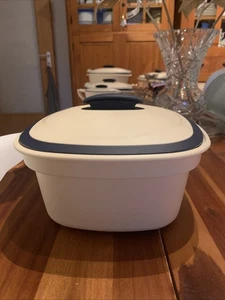 Tupperware Thermo Duo Reiskocher 3L,3er Schüssel /Deckel/Sieb,Cream/Blau,Ø24x13H - Bild 1 von 24