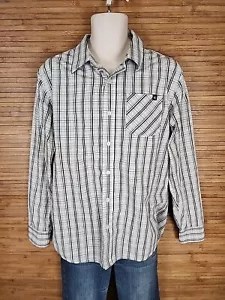 Etnies White And Black Plaid Long Sleeve Button Up Shirt Mens Size Large L - Picture 1 of 5