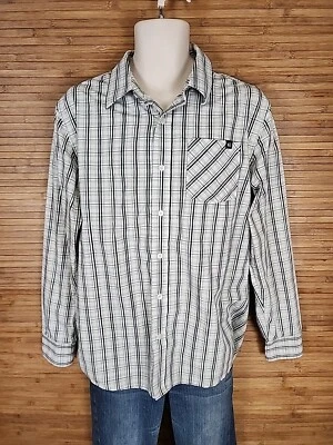 Camisa Etnies blanca y negra a cuadros manga larga abotonada para hombre talla grande L Foto 1 de 4