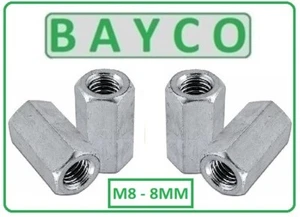 M8 -8MM DEEP NUTS / CONNECTORS / STUDDING NUT / ALLTHREAD CONNECTOR BZP - Picture 1 of 3