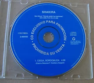 SHAKIRA Ciega, Sordomuda ARGENTINA PROMO CD Single 1998 TOP RARE - Picture 1 of 2