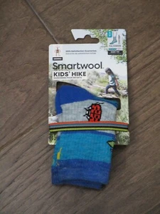 SMARTWOOL KIDS HIKE FULL CUSHION GARDEN BUGS LAGUNA BLUE CREW SOCKS SIZE SMALL - Picture 1 of 1