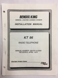 Bendix/King KT96 Radio Telephone Installation Manual 1975 Original - Picture 1 of 1