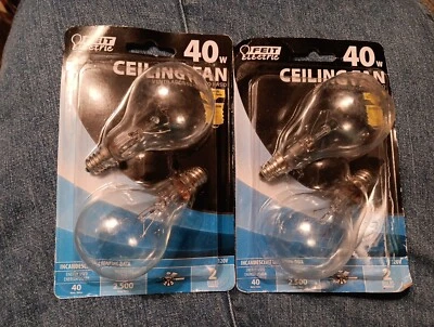 4 Feit 40W Clear Ceiling Fan Bulbs Candelabra Base - Image 1 of 3
