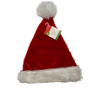 Adult Kids Red Plush Santa Hat Faux Fur Christmas Costume Party Headwear - Picture 1 of 2