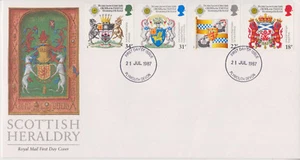 UNADDRESSED GB ROYAL MAIL FDC 1987 SCOTTISH HERALDRY STAMP SET PLYMOUTH PMK - Picture 1 of 1