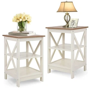 Set of 2 End Table Wedge Side Table X-Design Between Sofa for LivingRoom Bedroom - Picture 1 of 13