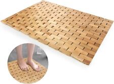 Smart FENDEE Natural Bamboo Bath Mat, 24 x 16 Inches Non-Slip Bamboo Shower Mat,