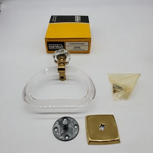 NOS Vintage MCM Brass Crystal Lucite Towel Ring, Hall-Mack - Picture 1 of 5
