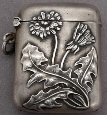 Antike Streichholzbox 800er Silber vesta case Löwenzahn match holder  (123) - Bild 1 von 4