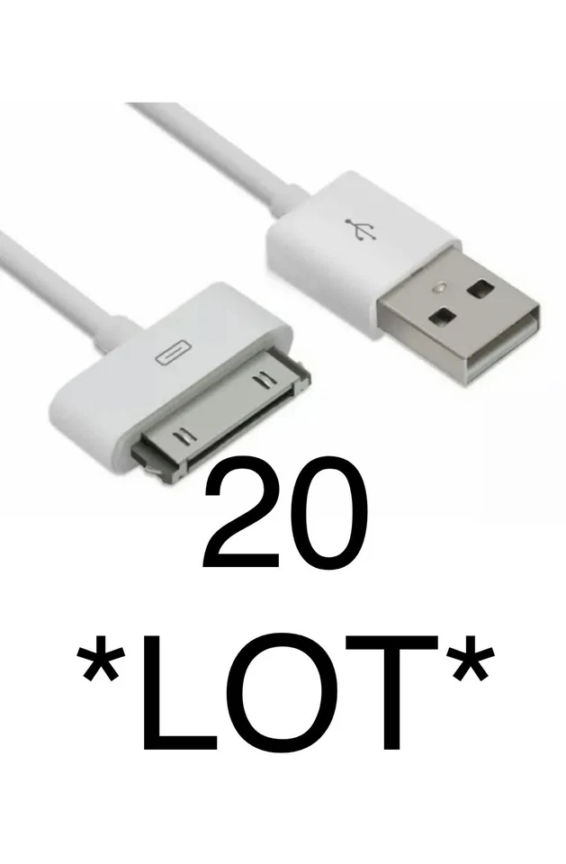 20x USB Charger Cable iPhone 4 Cable 3ft Sync Data Charging Cord Apple iPad/iPod - Image 1 of 2