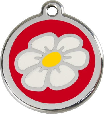 Steel Red Dingo Daisy ID Dog Tag Black Purple Blue Green Yellow Orange Red Pink - Image 1 of 4