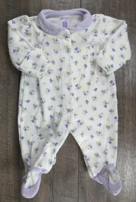 Ropa de bebé niña Carter vintage recién nacida púrpura floral con pies conjunto Foto 1 de 3