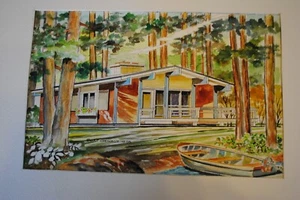 MCM Architectural Rendering McGregor Lake House Aquarell Burt Gewalt - Bild 1 von 8