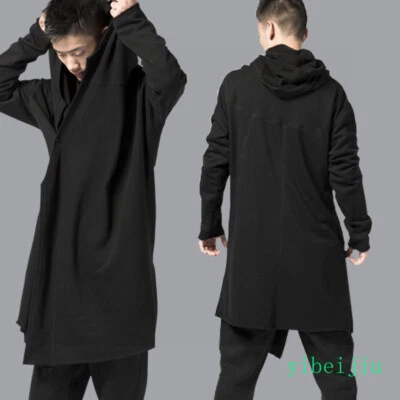 Fashion 2025 Men Mid Long Length Cape Cloak Cardigan Hoodie Coats Jacket Outwear - Image 1 of 4