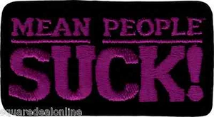 Patch - Mean People Suck Purple Black Humor Slogan Funny Punk 3.5" Iron On 20266 - Picture 1 of 1