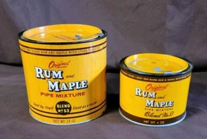 2 Vintage Rum And Maple Pipe Mix No 53 Tobacco Canister Tins 14 oz 4 oz. - Picture 1 of 9
