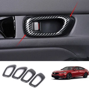 For Acura Integra 2023-2024 Carbon Fiber Interior Door Handle Bowl Molding Trim - Picture 1 of 6