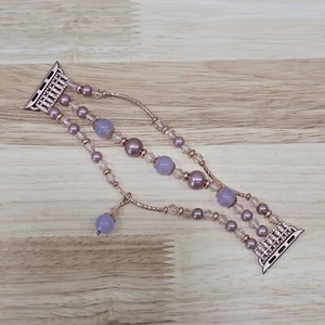 Rose Pink Pearl Purple Beaded Stretch Bracelet Watch Band for Apple 38/40/41mm - Picture 1 of 14