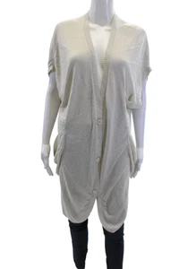 Alice + Olivia Damen ärmellose geknöpfte Taschen Staubmantel Strickjacke grau Größe S - Bild 1 von 4