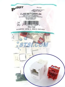 (24-PACK) Panduit CJ5E88TGWH-24 Cat5e Mini-Com Jack Module, White ~STSI - Picture 1 of 4