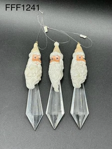 Vintage Department 56 White Santa Icicle Ornaments - Set of 3 - Picture 1 of 2