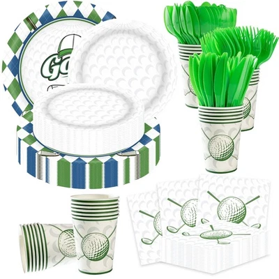 Golf Party Decorations Set for 50 Guests, 350 Pieces, Plates, Cups, Napkins, ... - Image 1 of 4