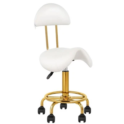 USED/OPEN BOX -Ergonomic Rolling Saddle Stool with Back 360° Swivel Saddle Chair - Image 1 of 4