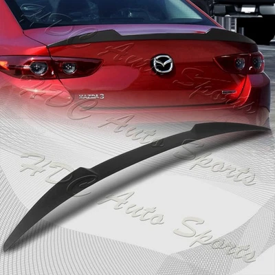 For 2019-2023 Mazda 3 Sedan W-Power Primer Black V-Style Trunk Lid Spoiler Wing - Image 1 of 4
