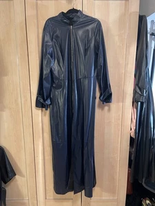 Cappotto ecopelle blu navy lunghissimo stile matrice. Regno Unito 20 nuovo senza etichette - Foto 1 di 5