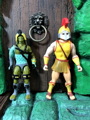 Vintage Dungeons and Dragons Figures Ogre King & Young Male Titan with Helmets - Image 1 of 4