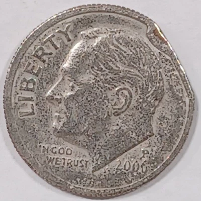 2006 P  Roosevelt Dime 10 Cents $.10 CUT Clip MINT ERROR - Image 1 of 4