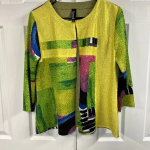 Berek Crinkle Jacke Cardigan Gr. Petite/Large Wearable Art Funky Boho Abstrakt - Bild 1 von 3