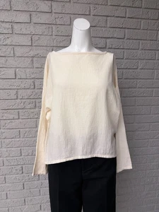 Soft Surroundings Damen Baumwolle Langarm Hi-Lo Bluse Gr. S - Bild 1 von 8