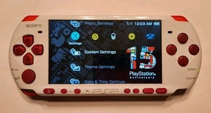 Sony PSP-3001 Pearl White Red Portable Handheld System 128gb Memory And More - Picture 1 of 7