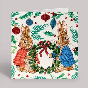 Craft Buddy Peter Rabbit Flopsy Festlicher Kranz Kristall Diamant Kunst Karte 18x18cm - Bild 1 von 8