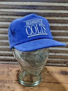 Vintage 80s Blue Corduroy Indianapolis Colts Snapback Trucker Hat Cap NFL Tag - Picture 1 of 13