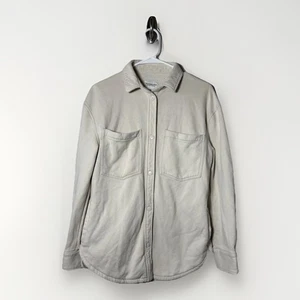 Abercrombie & Fitch Shacket uomo piccolo bottone morbido beige marrone chiaro doppia tasca - Foto 1 di 6
