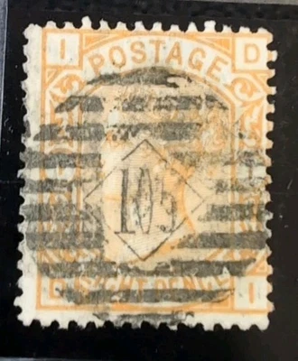 1876-80 Scott #73 Gran Bretaña 8p naranja WMK placa de liga grande 1 sin fallas Foto 1 de 2