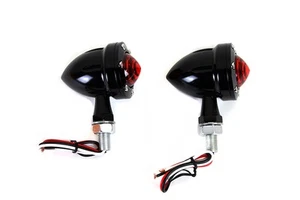 LED Bullet Turn Signal Set Black with Red Lens fits Harley Davidson - Picture 1 of 4