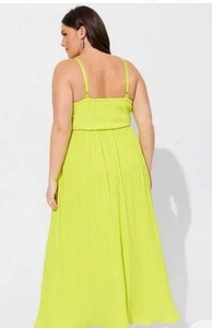 Lime Green Maxi Pleated Dress New With Tags 2x - Picture 1 of 2