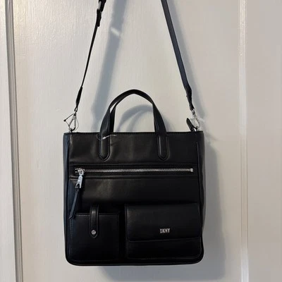DKNY ZYON Tote Convertible Crossbody  Black/silvertone hardware NWT Organization - Image 1 of 4