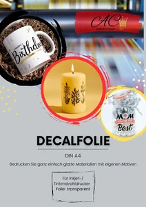 5 Bl. Inkjet Tintenstrahl Wasserschiebefolie Decal Folie Transfer Papier A4 klar - Bild 1 von 7