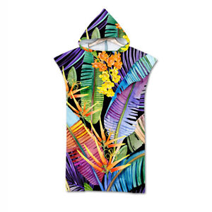 Floral Flowers Swim Beach Hooded Towel Coverup Poncho Adult Kids Gift
