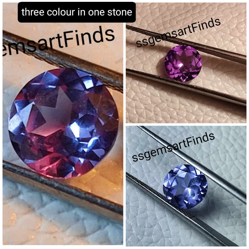 Alexandrite round shape Faceted Multi Color Changing loose Alexandrite stone - Image 1 of 4