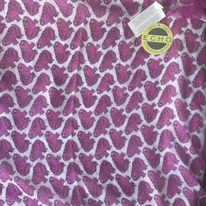 ECHO Frog Scarf NWT Women’s Pink Repetitive Pattern Fringe Nordstrom Polyester - Picture 1 of 4