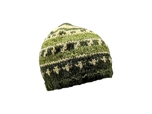 Handmade 100% Wool Beanie Unisex Knit Hat Stripe Fleece Lined Winter Cap P1-P6 - Picture 1 of 12